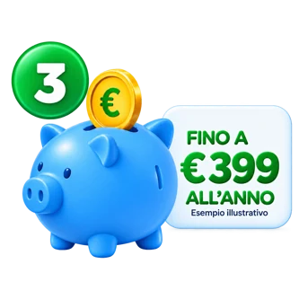 Passaggio 3: scopri il risparmio possibile; 399 euro è un esempio illustrativo